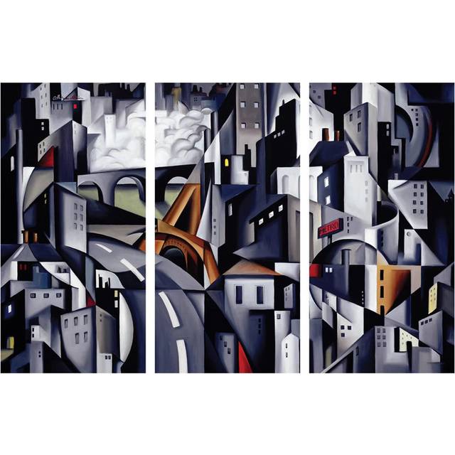 La Rive Gauche by Catherine Abel - No Frame Gallery-Wrapped Canvas Giclée on Canvas - Black;White;Silver;Moody Blue;Astronaut (101.6cm H x 152.4cm W x 3.81cm D)