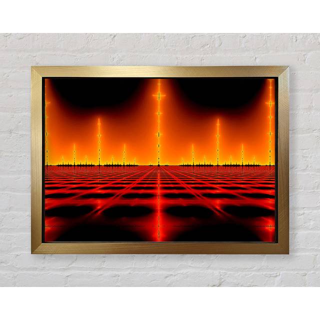 Electrical Fire Grid - Single Picture Frame Art Prints - Gold (100cm H x 141.4cm W)