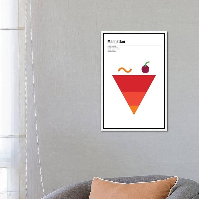 Manhattan by Nick Barclay - Graphic Art Print on Canvas - White Framed (66.04cm H x 45.72cm W x 3.81cm D)