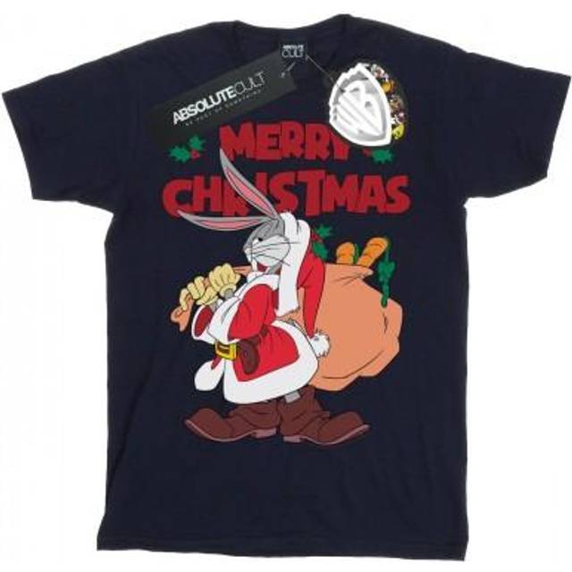 (M, White) Looney Tunes Mens Santa Bugs Bunny T-Shirt