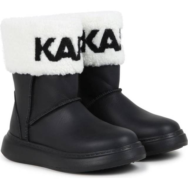 Karl Lagerfeld Kids - faux-fur leather ankle boots - kids - Leather/Artificial Fur/Rubber - 31 - Black