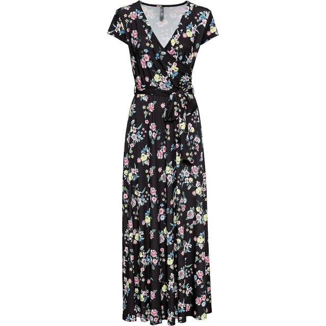 bonprix Floral Wrap Dress - Black
