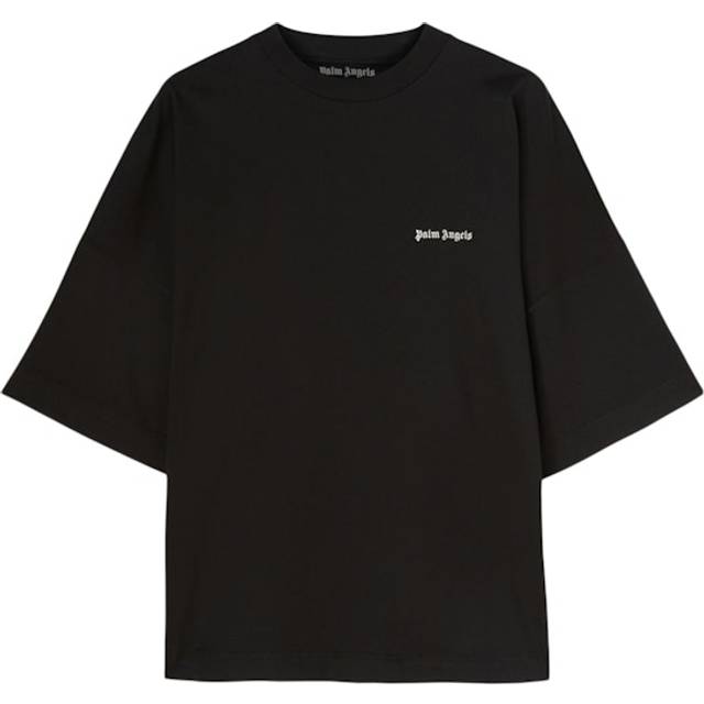 Palm Angels, Topp, Herr, S, Bomull, T-shirt med logotyp - black (S)