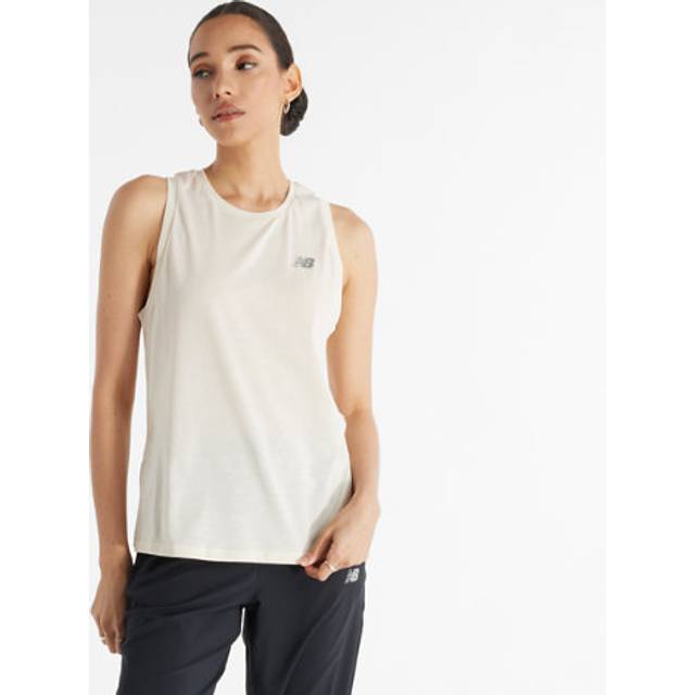 New Balance Women's Sport Essentials Heathertech Tank in Brown Poly Knit, size Small