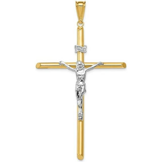 Quality Gold K6287 14K Two-tone Polished Jesus Crucifix Pendant