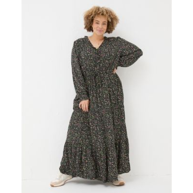 FatFace Dahlia Ditsy Marks Maxi Dress Black Multi - FatFace - Size: 24