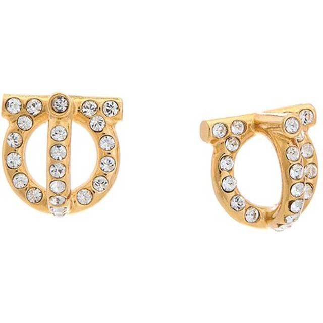 Ferragamo Women Gancini 3D earrings with crystals Gold