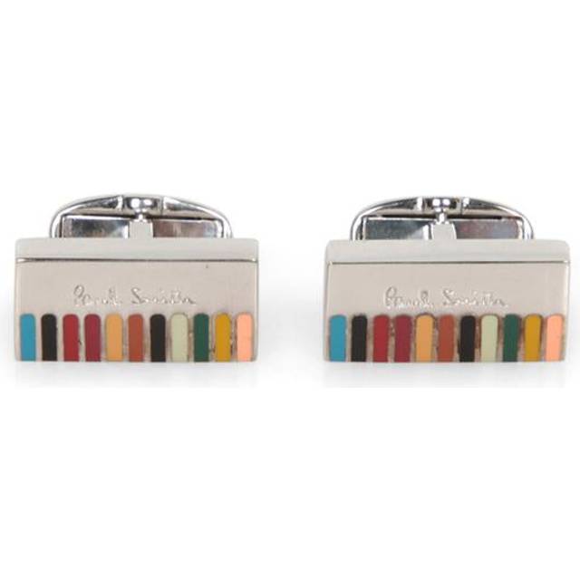 Paul Smith Mens Ed Signature-engraved Rectangle Metal Cufflinks 1x2cm - multi coloured