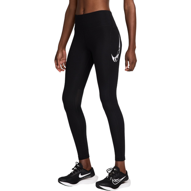 Nike Dri-FIT Fast Swoosh Mid-Rise 7/8 Tights Dam XS - Svarta Långa Tights för Bekväm och Effektiv Löpning
