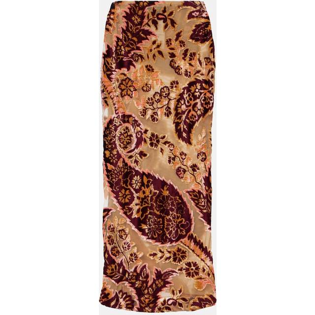Etro Paisley jacquard velvet midi skirt - multicoloured (UK 10)