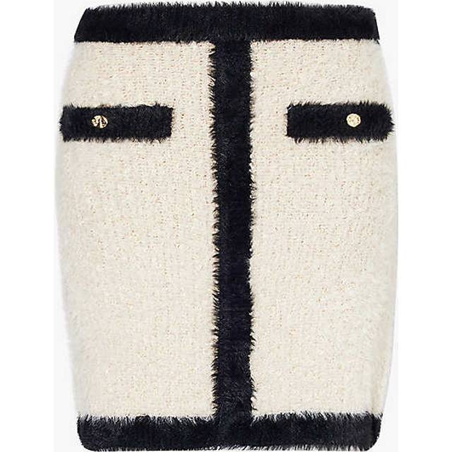 Beige Tweed A-Line Mini Skirt