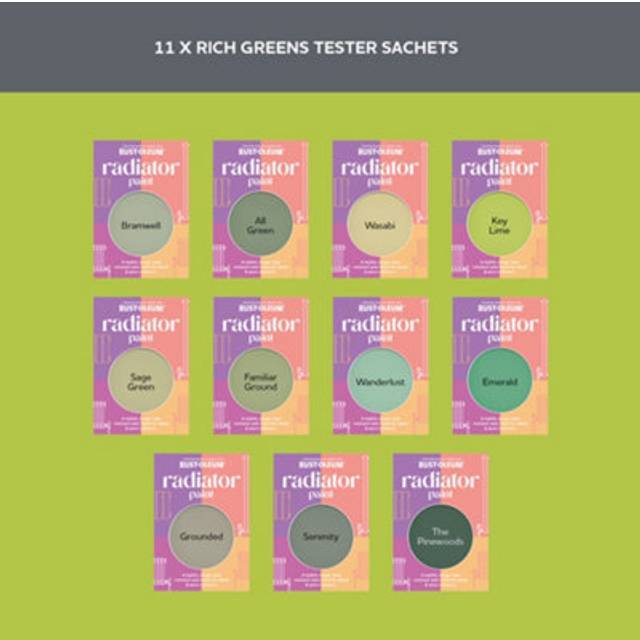Radiator Paint Samples - Rich Greens Tester Box -