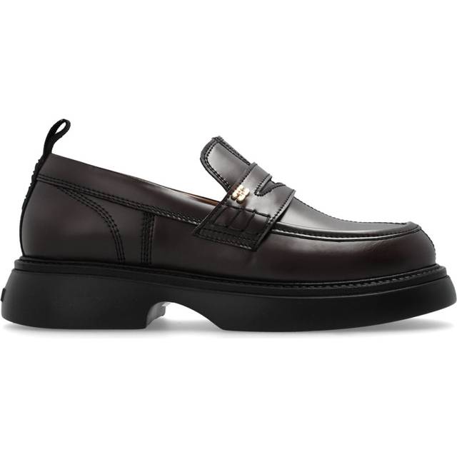 GANNI - logo-plaque loafers - women - Other fibres - 41 - Brown