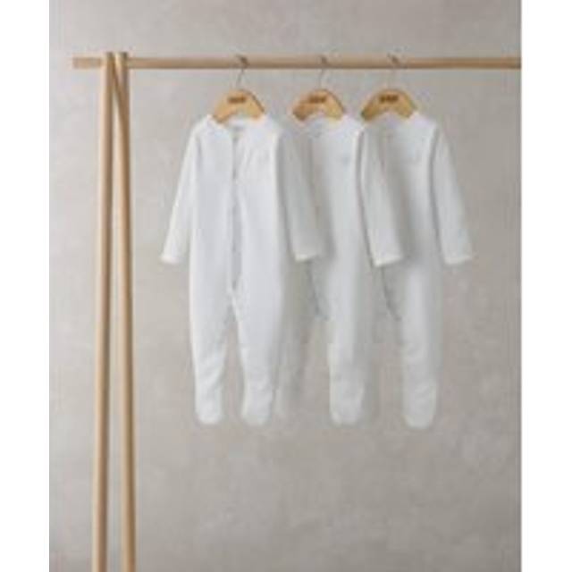 Organic Sleepsuits (3 Pack) - White - WHITE - Up To 1 Month