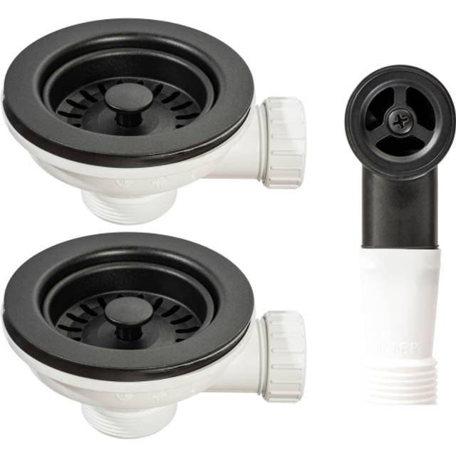Abode AX1146 2 Wastes with Round Overflow Matt Black - Black/White