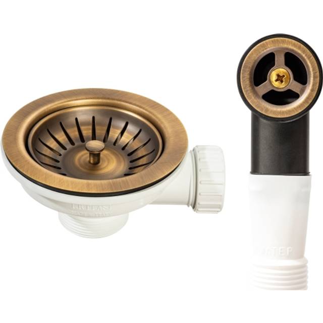 Abode AX1148 Waste with Round Overflow Antique Brass - White/Black/Brass