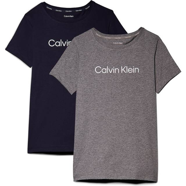 Calvin Klein Jeans Kortärmad t-shirt för flickor, Grå/Peacoat, 12-14
