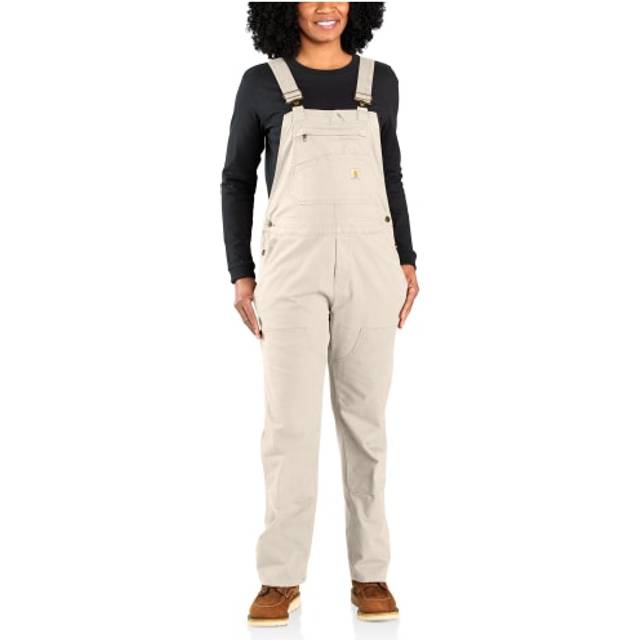 Carhartt Women's Rugged Flex Loose Fit Canvas Bib Overall  Natural  2X