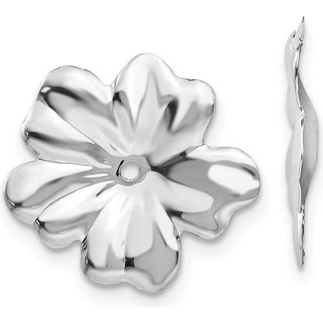 Quality Gold H717J 14K White Gold Floral Earrings Jackets