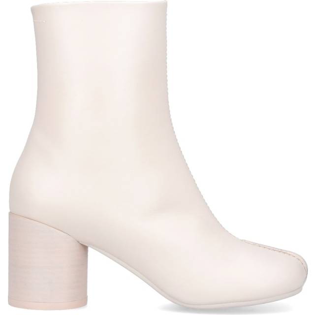 MM6 Maison Margiela Off-White Stitch-Out Leather Ankle Boots - T2018 Sandshell - IT 37.5