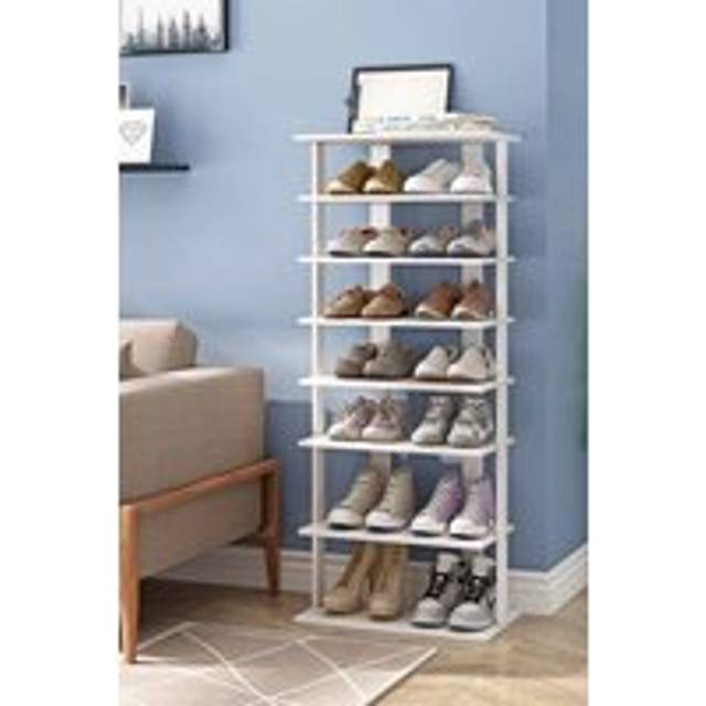 Contemporary 8-Tier Household Space Saving Shoe Rack - White - One Size