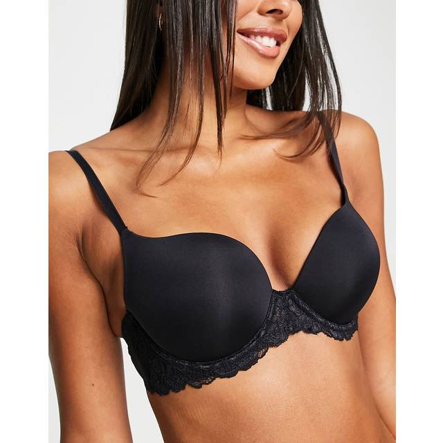Dorina Super Push up-bh för kvinnor med bygel, formbygel och spets T-shirt, bh, Claire, vit, beige, svart, svart, 80D