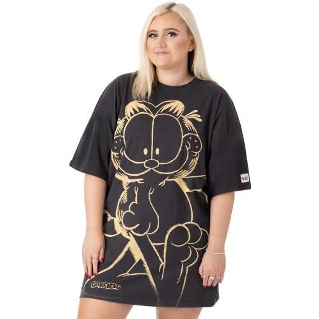 (M, Charcoal/Orange) Garfield Womens/Ladies Oversized T-Shirt Dress