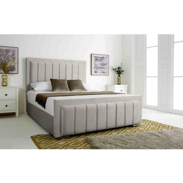 Stylus Silver Plush Velvet Small Double Bed Frame