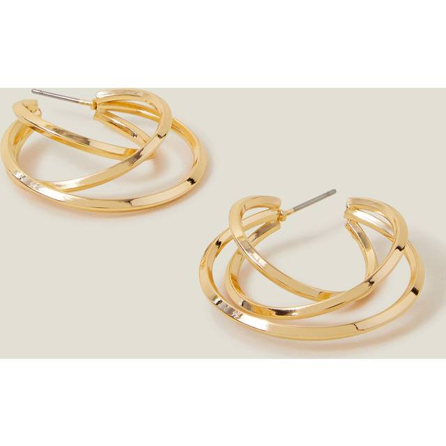Gold Layered Hoop Earrings, Size: 3cm, Women's - Accessorize