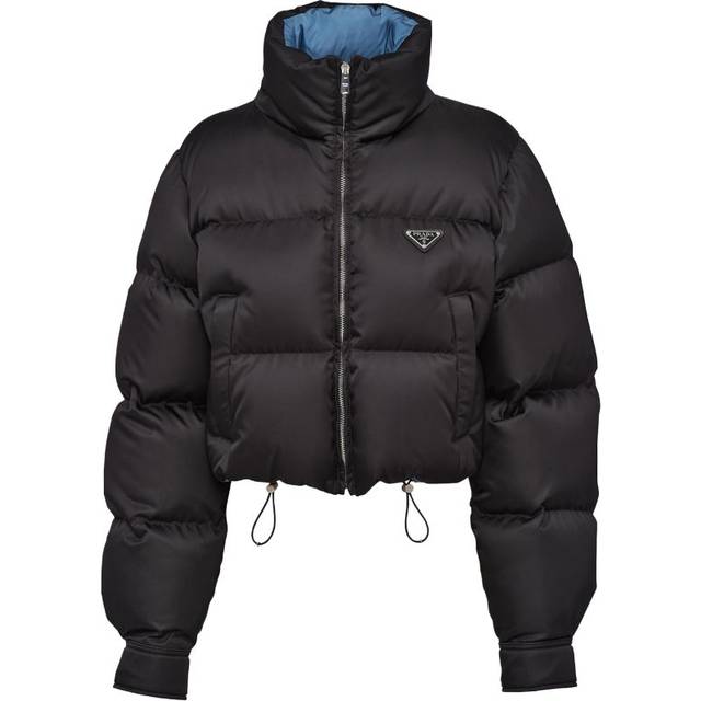 Prada Womens Black Re-nylon Cropped Recycled Shell-down Jacket 6 - BLACK