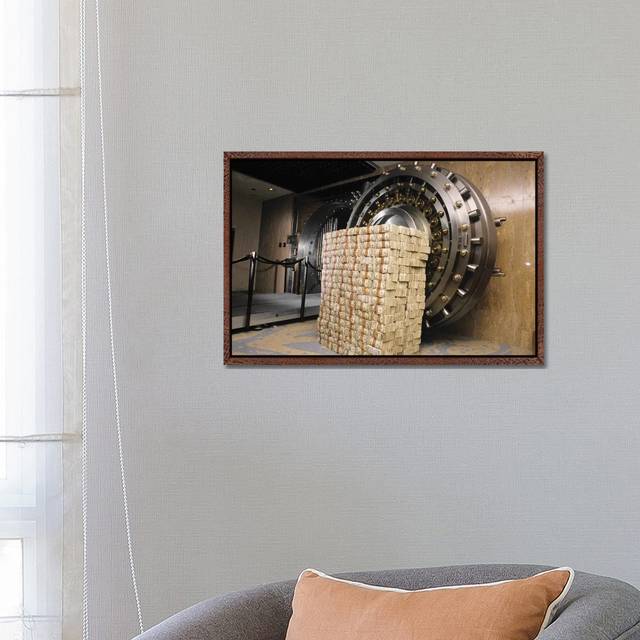 Money Stacked By Bank Vault II by Vintage Images - Gallery-Wrapped Canvas Giclée on Canvas - Classic Wood Framed (66.04 cm H x 45.72 cm W)