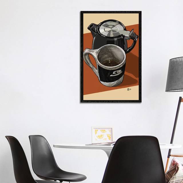 Tea Time With Houndstooth - Black Framed (101.6cm H x 66.04cm W x 3.81cm D)