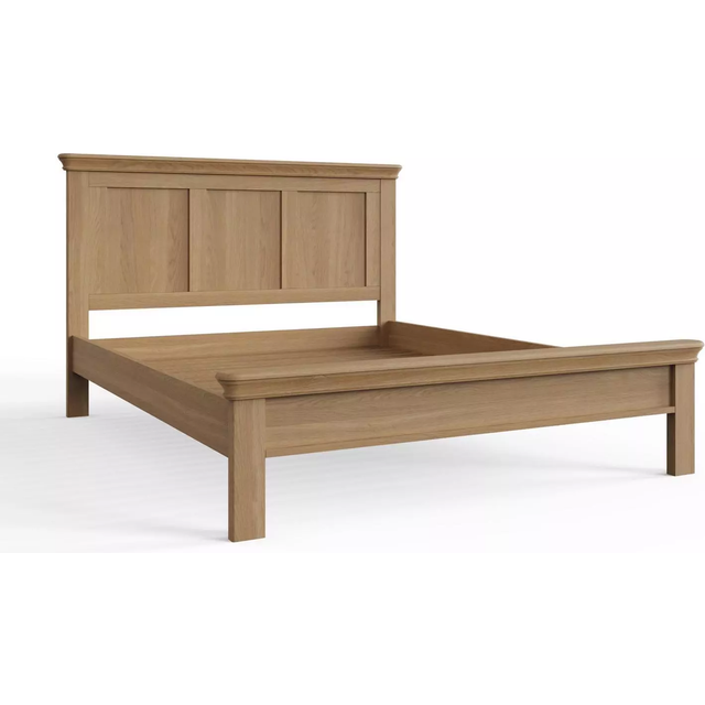 FWStyle Solid Oak Bed Frame UK King Size 5FT Low Natural Oak Finish in Brown