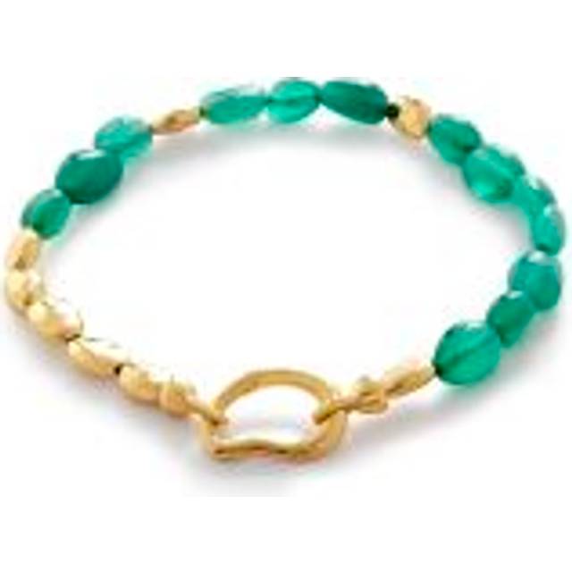Monica Vinader Womens Gold Rio 18ct Yellow Gold-plated Vermeil Recycled Sterling Silver and Green Onyx Beaded Bracelet S/m - GOLD