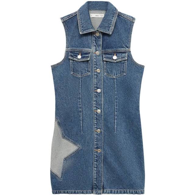 Mango Ashley Denim Mini Dress, Open Blue