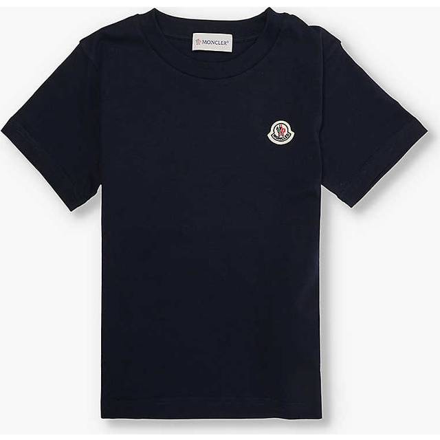 Blue Cotton T-Shirt with Logo Patch