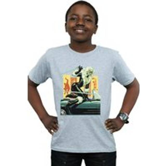 Black Cat Car T-Shirt - Grey - 7-8 Years