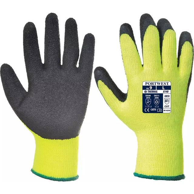 Portwest Thermal Grip Glove - Latex - Black - Medium