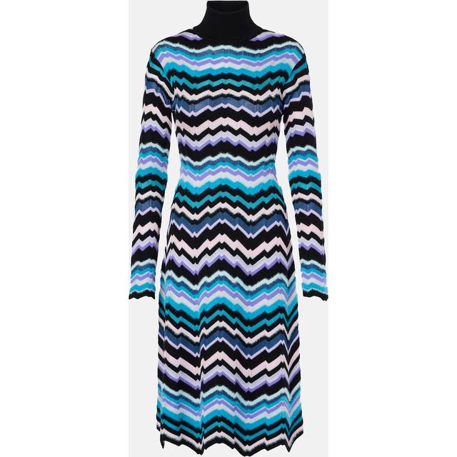 Missoni Zigzag knitted turtleneck midi dress - multicoloured (UK 10)