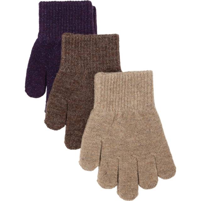 Mikk-Line Handskar - Ull/Polyamid - 3-pack - Nightshade/Chocolat - Mikk-Line - 8-16 år - Handskar