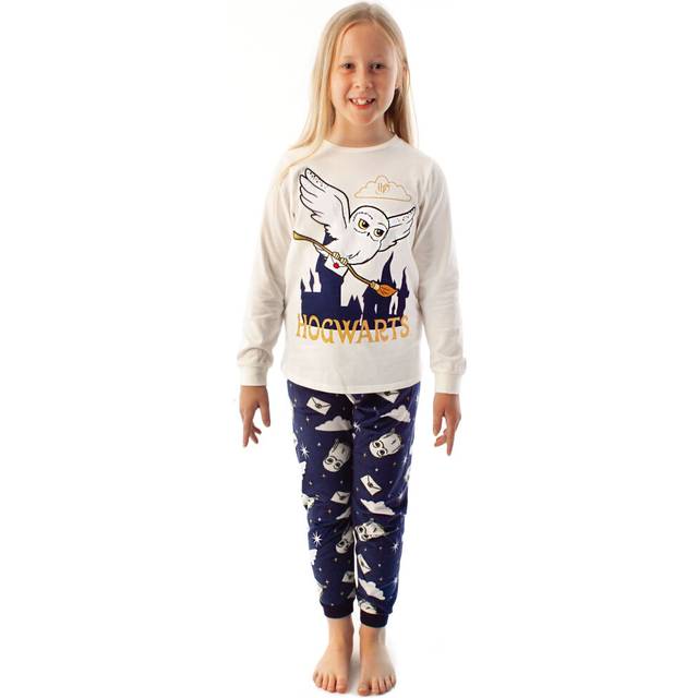 (9-10 Years) Harry Potter Pyjamas Girls Hedwig Long Sleeve T-Shirt & Fleece Trousers PJ Set