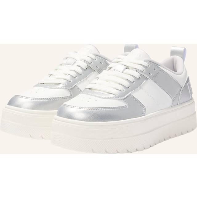 (White, 4 (Adults')) Hugo Lyssa Tennis Women's White/Silver Trainers