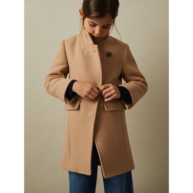 Reiss Kids' Maude Wool Blend Coat, Camel