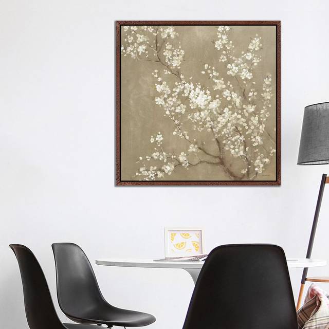 White Cherry Blossoms II by Danhui Nai - Floater Frame Gallery-Wrapped Canvas Giclée on Canvas - Classic Wood (93.98 cm H x 93.98 cm W)