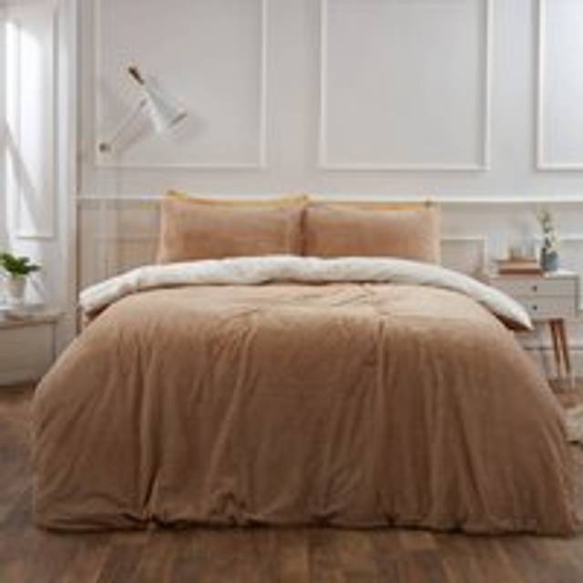 Teddy Fleece Reversible Duvet Set - Yellow / Double