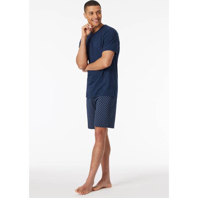 Schiesser Casual Essentials Short Pyjama V-neck - Darkblue - Large