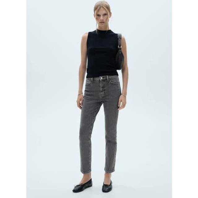 Mango Claudia Mid Rise Slim Jeans, Grey