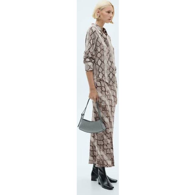 Mango Bombi Snake Print Skirt, Brown
