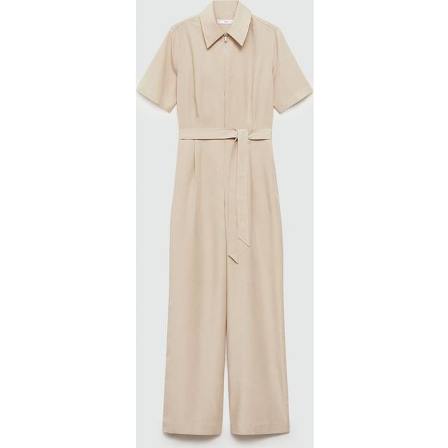 Mango Jumpsuit Delia Beige - Mango - Size: XL