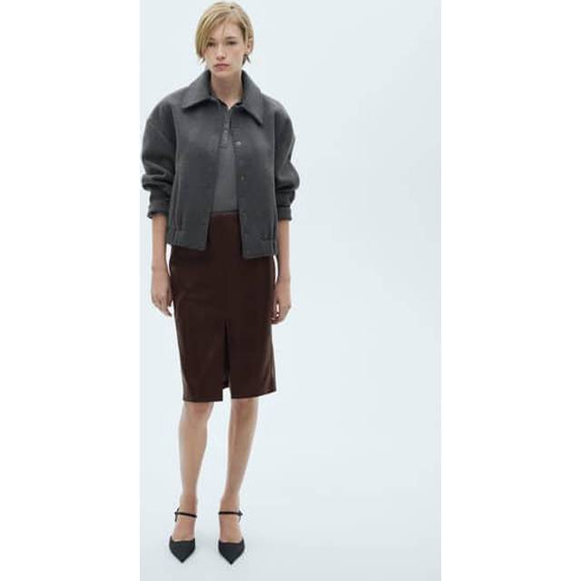 MANGO Leather-Effect Pencil Skirt |Brun |36